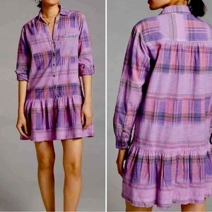 Anthropologie Pilcro Tangier Mini Shirt Dress Lavender Women's Size Small Petite